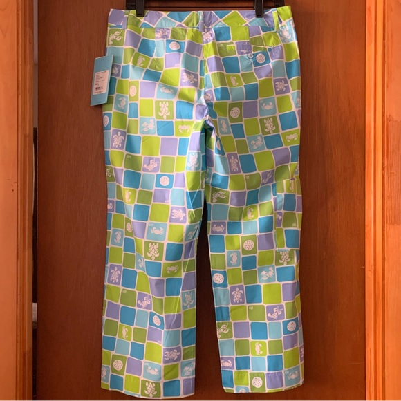 Lily Pulitzer NWT Women's Stretch Blue Green and Purple Capri’s w Ocean theme 8 - Picture 6 of 7